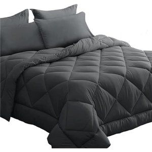 Queen Comforter Set 7 Pieces,All Season Reversible Bed in a Bag Queen,Ultra Soft